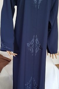 Abaya - blau - bestickt L